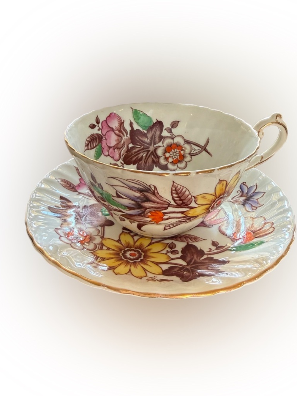 Victoria C & E (Cartwright & Edwards) Bone China Cup & Saucer Hand Painted